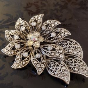 Vintage Silver Rhinestone Brooch NWOT!